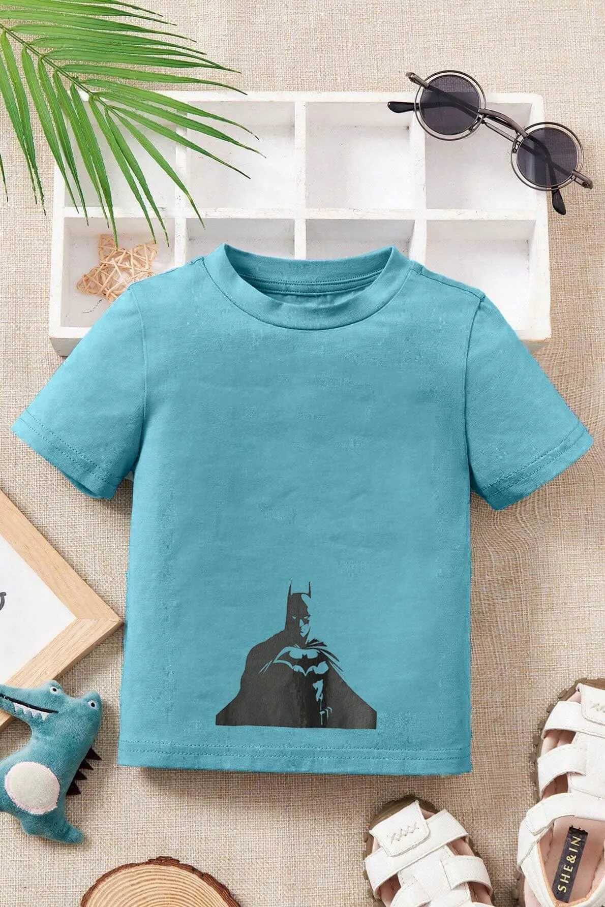 Polo Republica Boy's Superhero Batman Logo Printed Tee Shirt