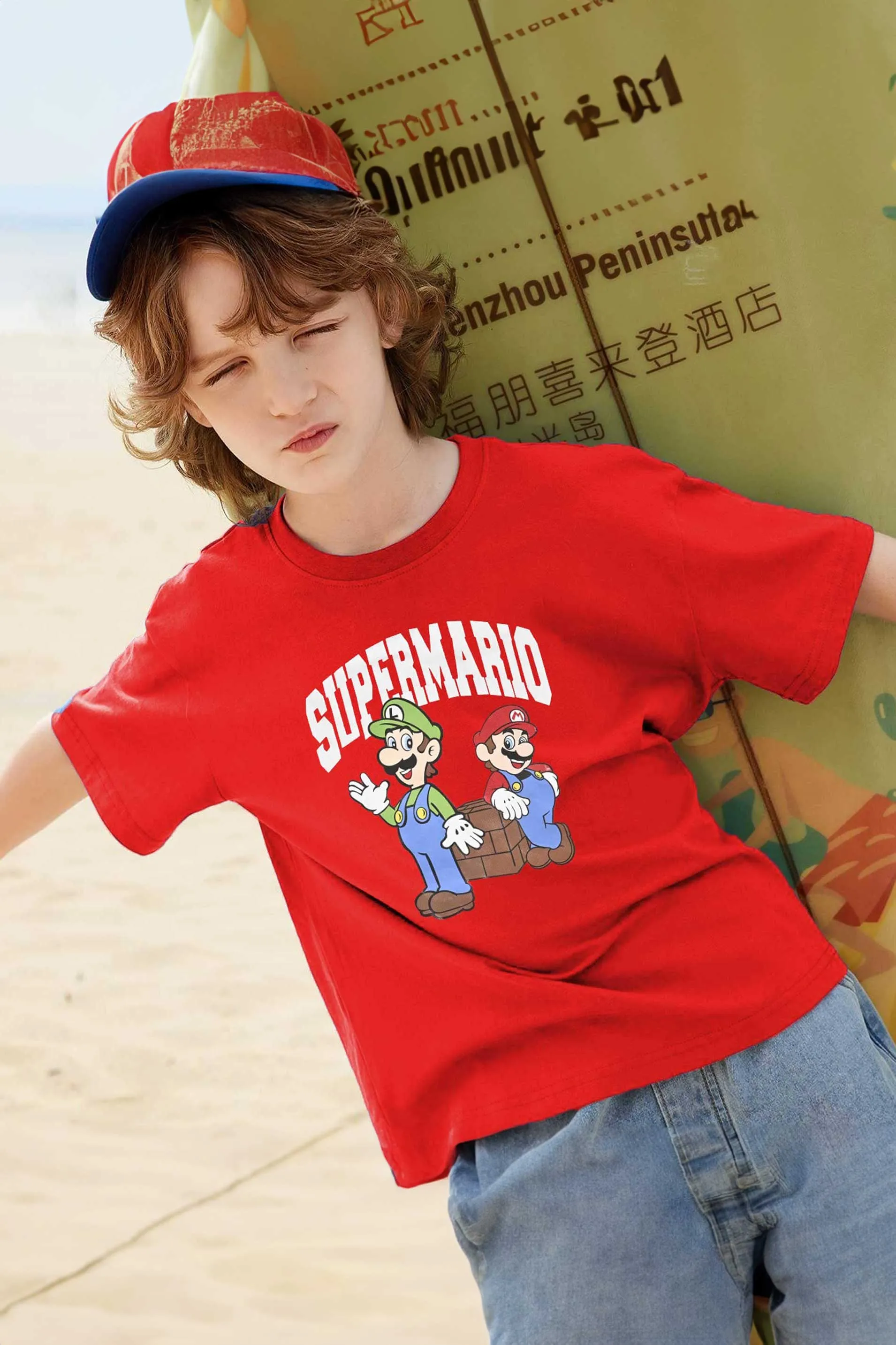 Polo Republica Boy's Superhero Super Mario Printed Tee Shirt