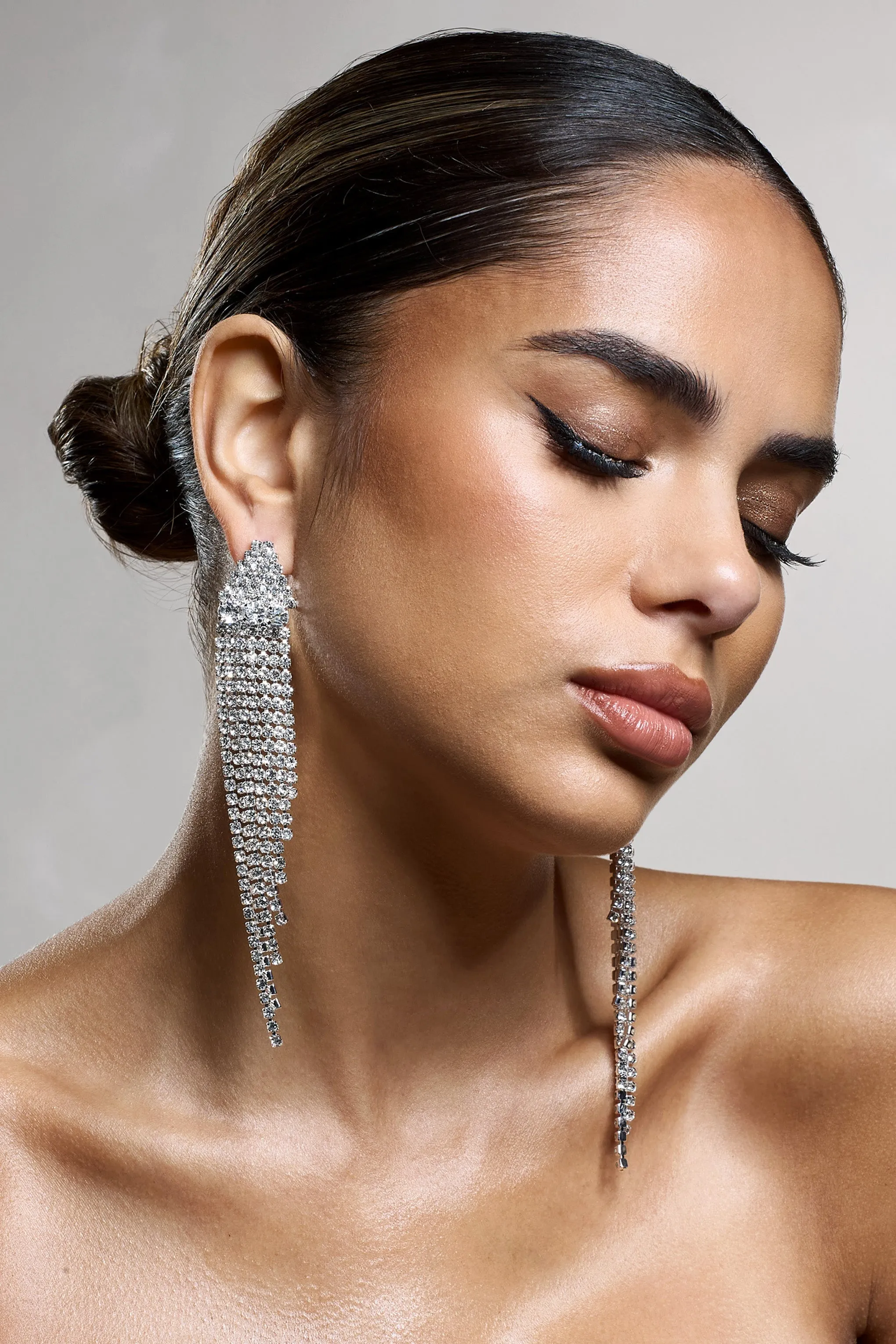 Prosper | Silver Diamante Tassel Earrings