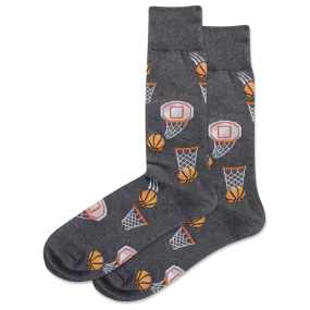 "Basketball" Cotton Crew Socks by Hot Sox - Large "Basketball" Cotton Crew Socks by Hot Sox - Large