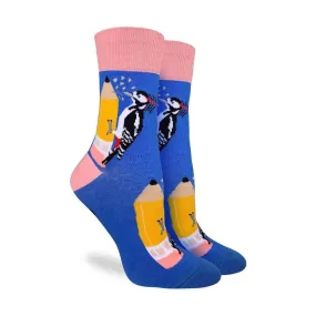 "Bird Sharpener" Cotton Crew Socks by Good Luck Sock - Medium "Bird Sharpener" Cotton Crew Socks by Good Luck Sock - Medium