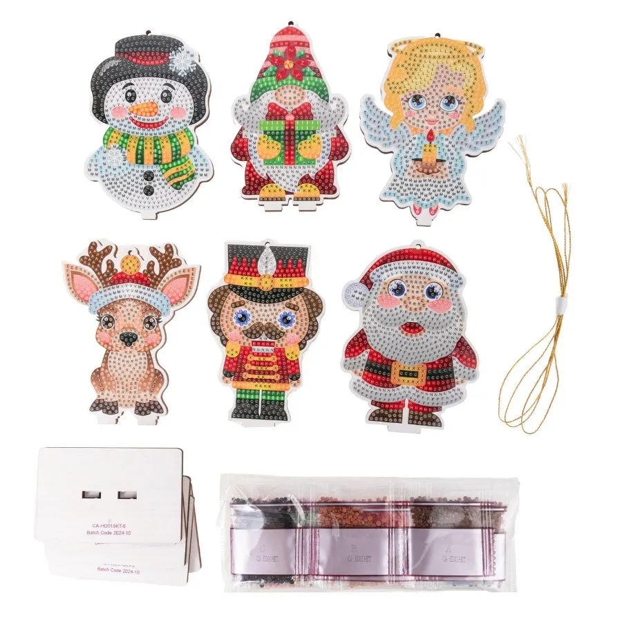 "Christmas Buddies" Crystal Art Hanging Decorations Set of 6