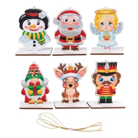 "Christmas Buddies" Crystal Art Hanging Decorations Set of 6 "Christmas Buddies" Crystal Art Hanging Decorations Set of 6