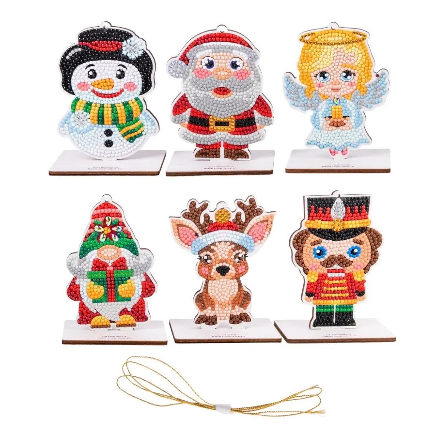"Christmas Buddies" Crystal Art Hanging Decorations Set of 6