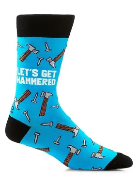 "Let's Get Hammered" Cotton Dress Crew Socks by YO Sox - Large "Let's Get Hammered" Cotton Dress Crew Socks by YO Sox - Large