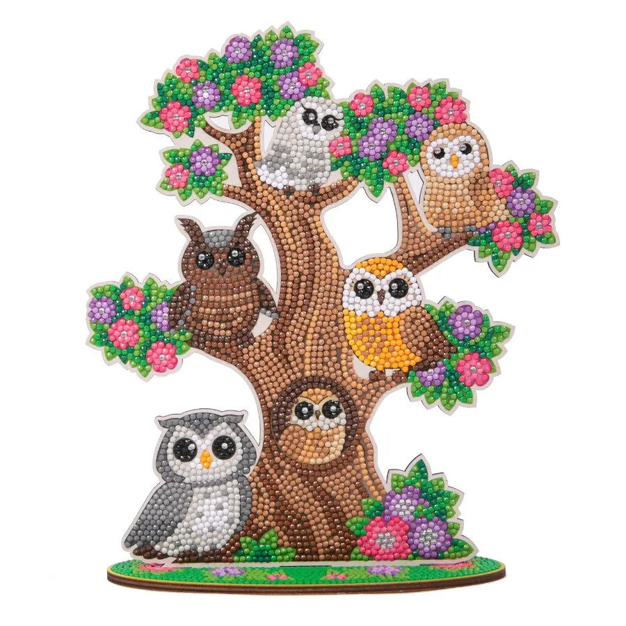 "Owl Tree" Crystal Art Wooden Decoration