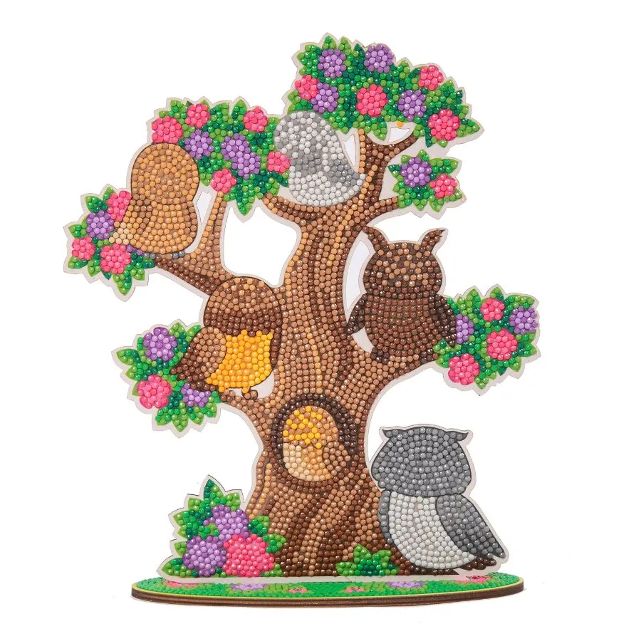 "Owl Tree" Crystal Art Wooden Decoration