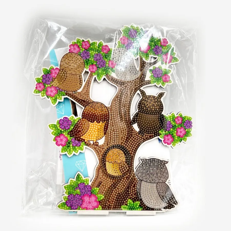 "Owl Tree" Crystal Art Wooden Decoration
