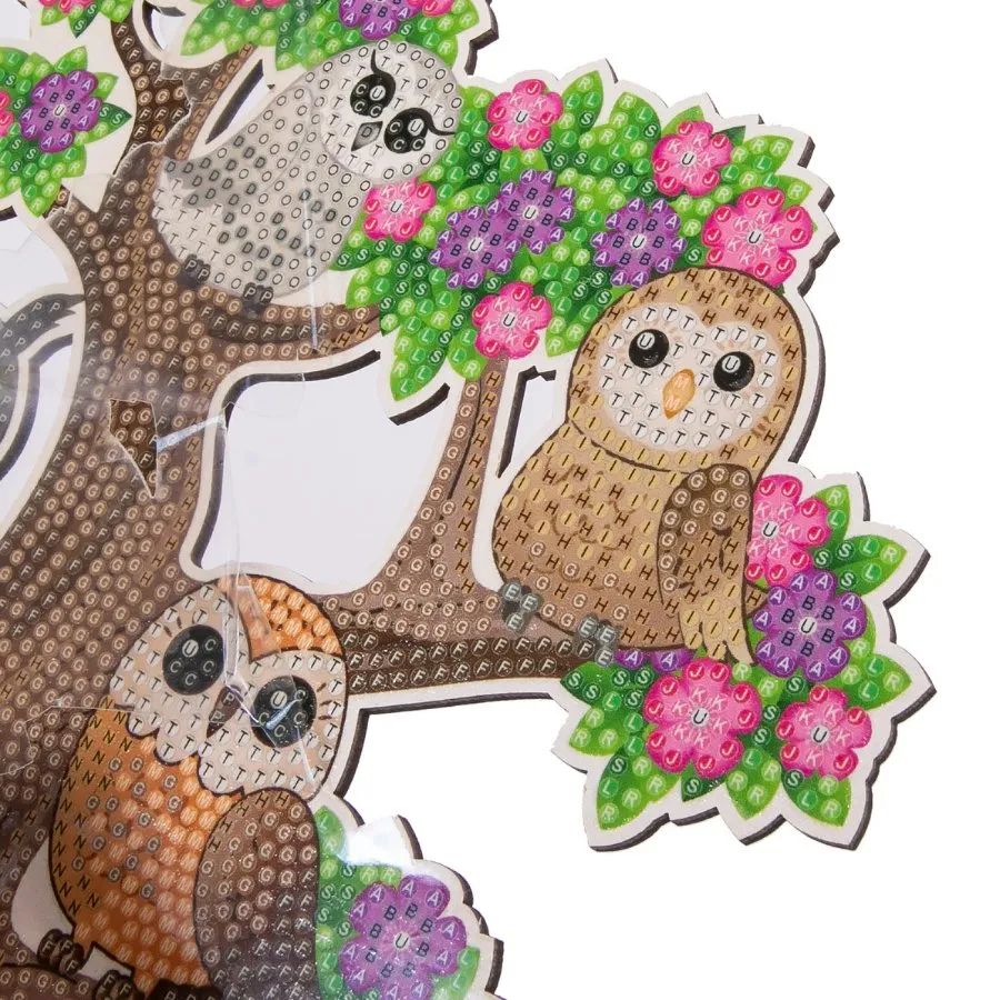 "Owl Tree" Crystal Art Wooden Decoration