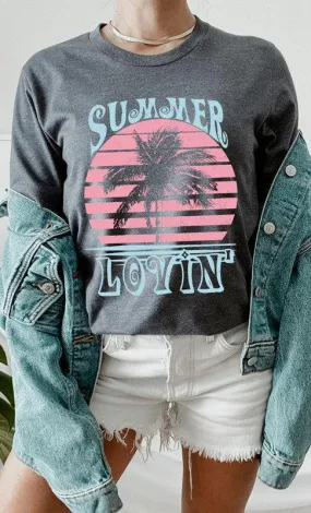 Retro Summer Lovin Palm Tree Graphic Tee  S-XL Retro Summer Lovin Palm Tree Graphic Tee  S-XL