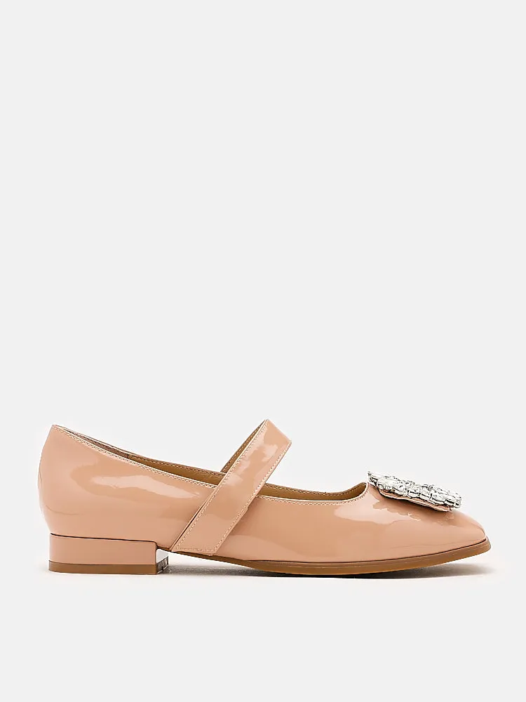 [SALE]Rena Rhinestone Patent Flats Maryjanes