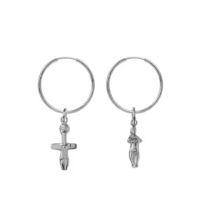 Silver Hoop Earrings with Fertility Figurine and Aphrodite pendant Silver Hoop Earrings with Fertility Figurine and Aphrodite pendant