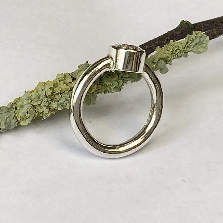 Sterling silver and sparkling zirconia ring - UK size L