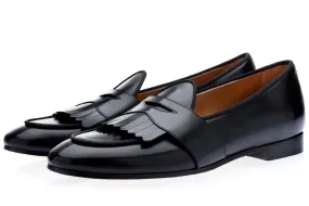TANGERINE 10 CORDOVAN BLACK BELGIAN LOAFERS TANGERINE 10 CORDOVAN BLACK BELGIAN LOAFERS