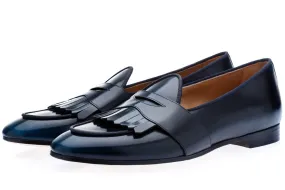 TANGERINE 10 CORDOVAN NAVY BELGIAN LOAFERS TANGERINE 10 CORDOVAN NAVY BELGIAN LOAFERS