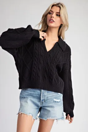 Textured Cropped Sweater Top Textured Cropped Sweater Top