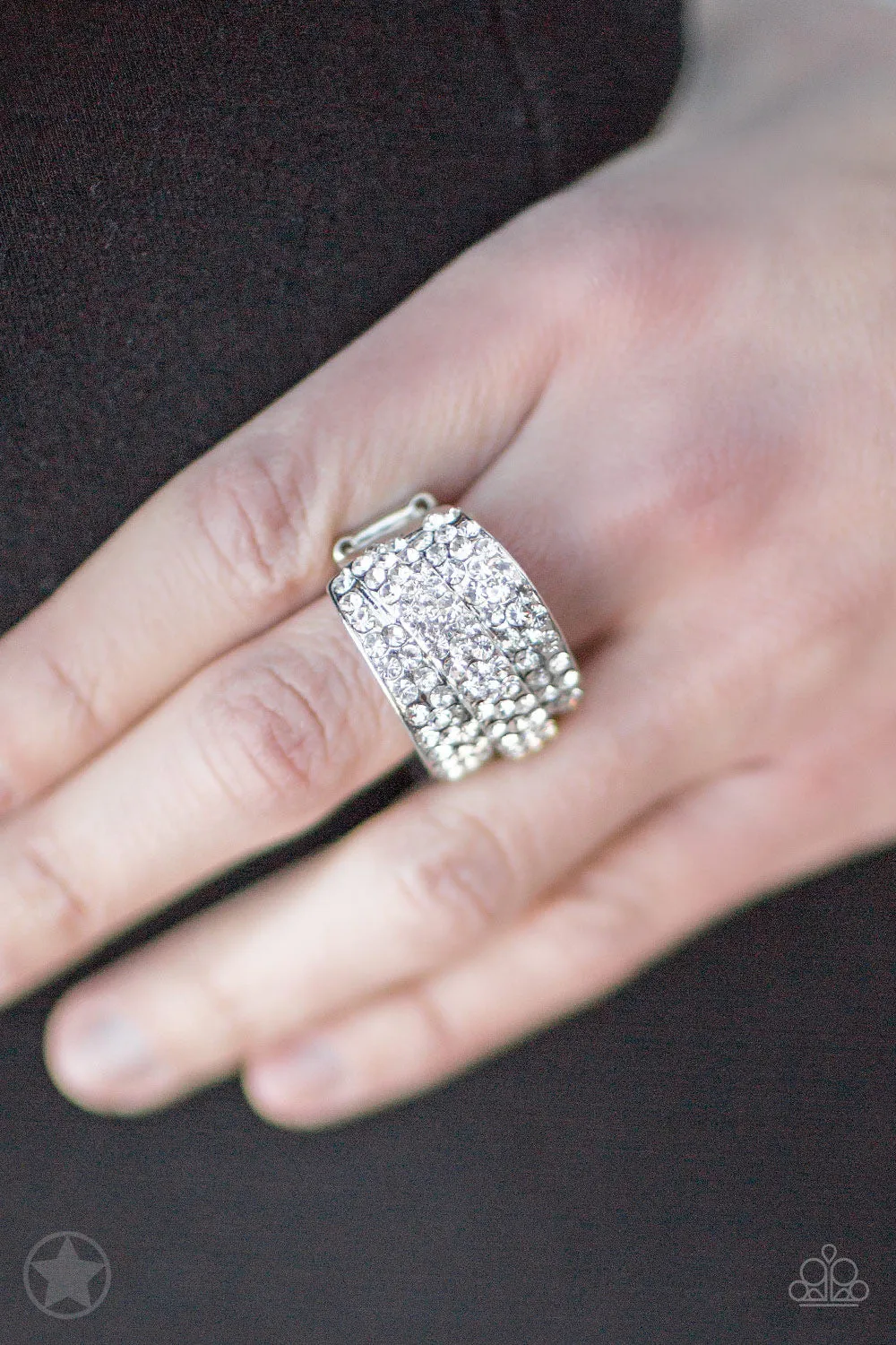 The Millionaires Club - White - Paparazzi Blockbuster Ring