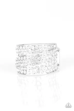 The Millionaires Club - White - Paparazzi Blockbuster Ring