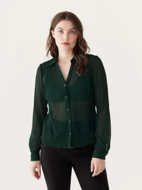 The Textured Sheer Blouse in Forest Green The Textured Sheer Blouse in Forest Green