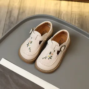 Toddler Girl's Mary Janes Embroidery Flower Vintage Kids Autumn Flat Shoes Beige Khaki Light Comfy Stylish Children Toddler Girl's Mary Janes Embroidery Flower Vintage Kids Autumn Flat Shoes Beige Khaki Light Comfy Stylish Children
