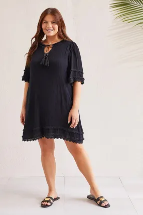 Tri 892V Flowy Dress with Trim Details Tri 892V Flowy Dress with Trim Details