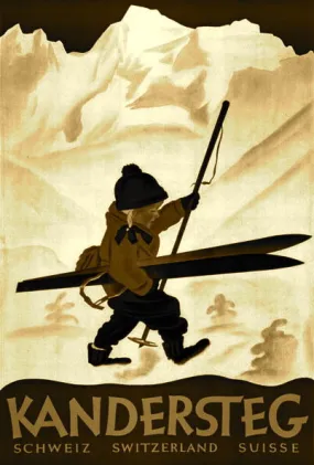 Vintage Ski Poster - Sepia Kandersteg Vintage Ski Poster - Sepia Kandersteg