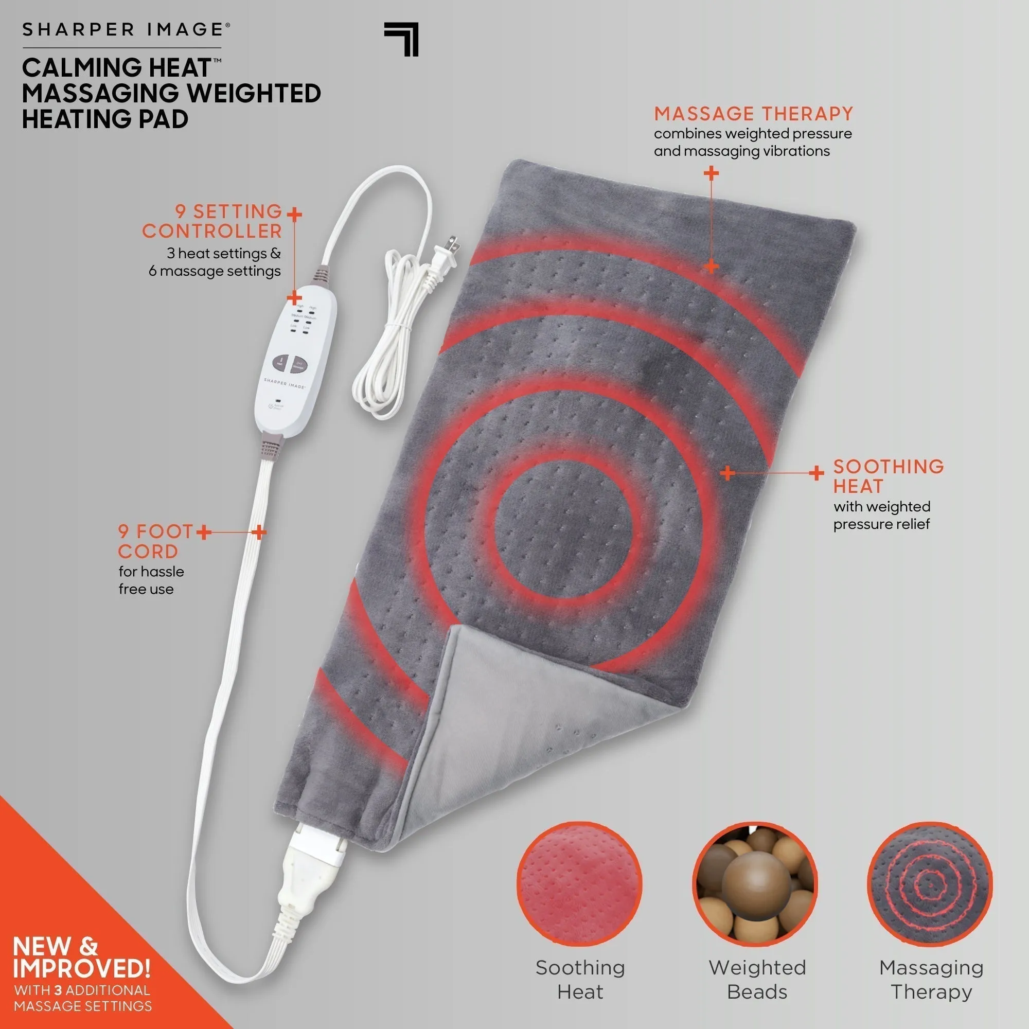 Weighted Massaging Heating Pad 9 Settings