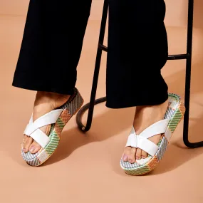 White Platform Wedge Slippers | Tiesta Shoes White Platform Wedge Slippers | Tiesta Shoes