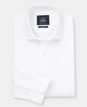 White Slim Fit Smart Casual Oxford Shirt - Single Cuff White Slim Fit Smart Casual Oxford Shirt - Single Cuff