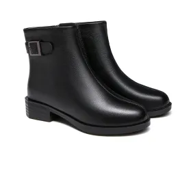Women Leather Boots Pointed Toe Buckled Chelsea Boots Ivana Women Leather Boots Pointed Toe Buckled Chelsea Boots Ivana