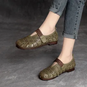 Women Summer Retro Soft Hollow Leather Flats Women Summer Retro Soft Hollow Leather Flats