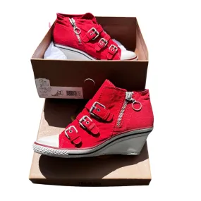 Women's Ash Gin Buckle  High-Top Wedge Sneakers  Coral Textile  37 Women's Ash Gin Buckle  High-Top Wedge Sneakers  Coral Textile  37