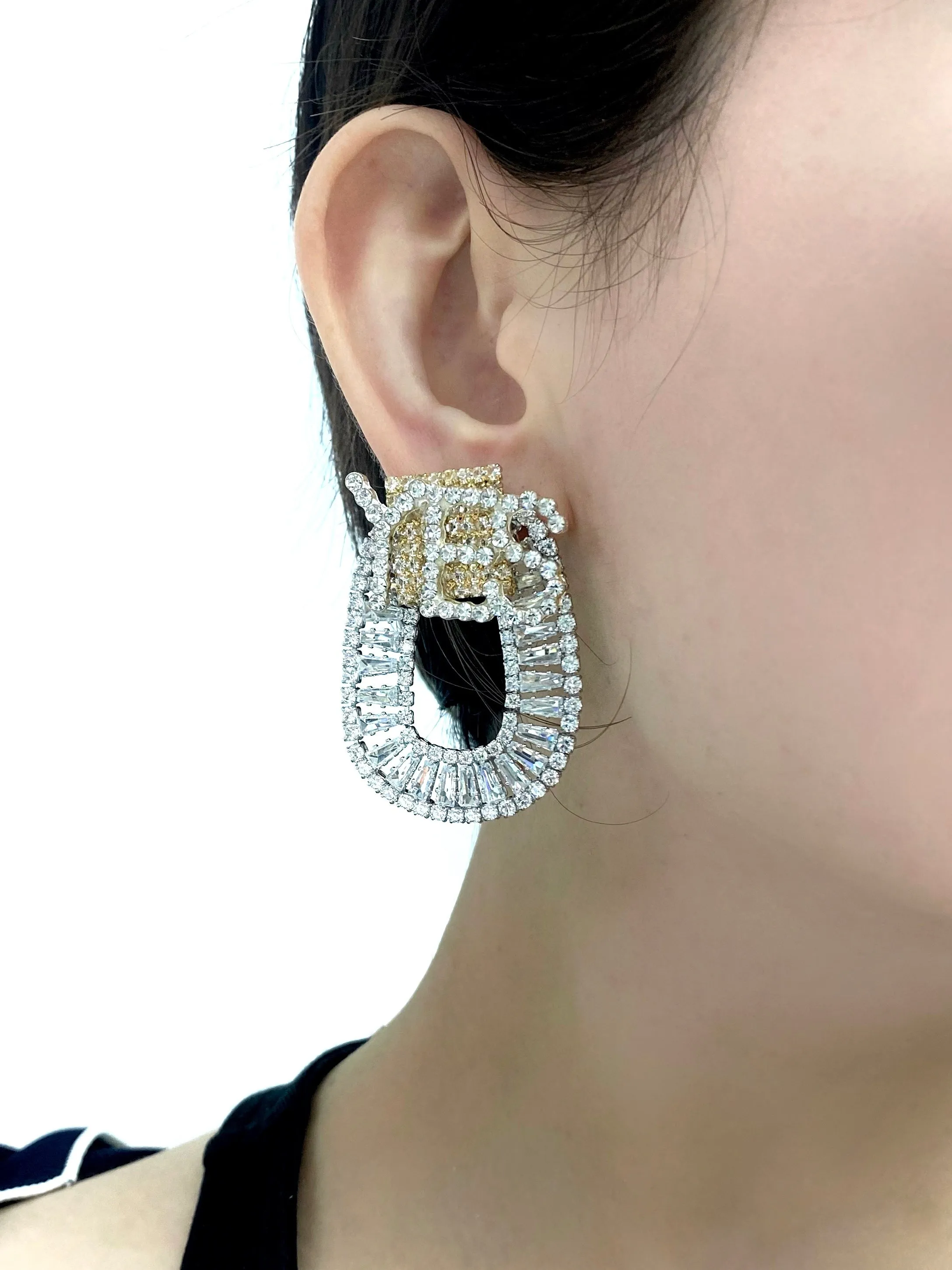 ''YES NO'' DUAL TONE EARRINGS